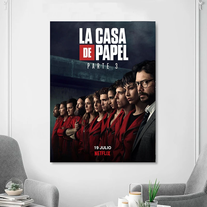 La casa de papel 3 плаката ТВ постер о киноискусстве для гостиной Настенный декор для детской комнаты 40x60 см 30x40 см