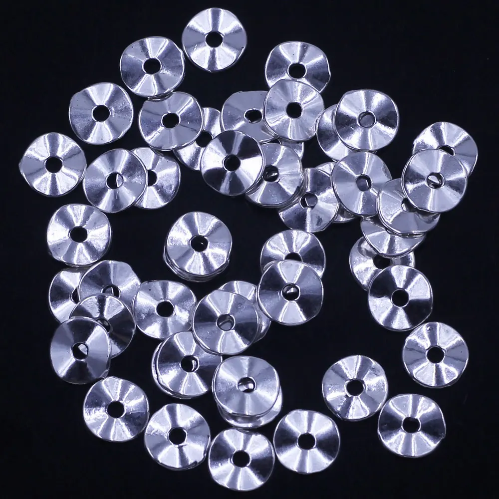 50Pcs Spacer Beads Wave Tortuose Ring Earrings Round Metal Silver Copper Gold Color Charms Jewelry DIY Findings 9mm Dia.