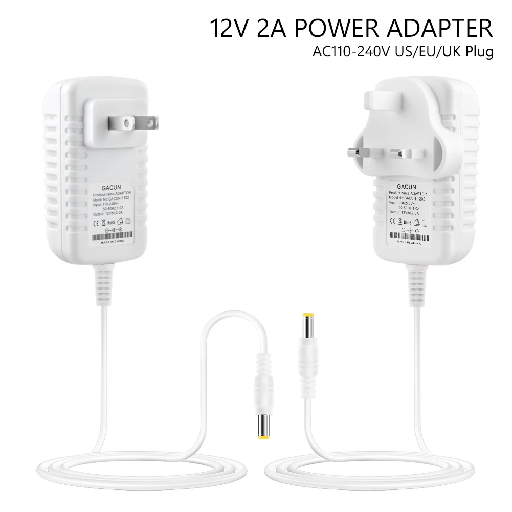 Белый AC 110V 240V к DC 12V 2A адаптер питания US EU UK Штекер 5 5x2 1mm разъем для 5050 3528 полоса