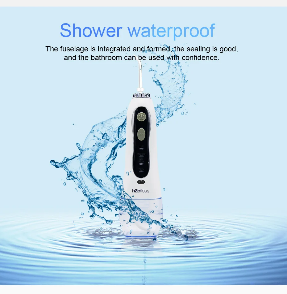 

h2ofloss portable oral irrigator usb rechargeable water flosser Dental Water Jet 300ML Water Tank Waterproof Teeth Cleaner