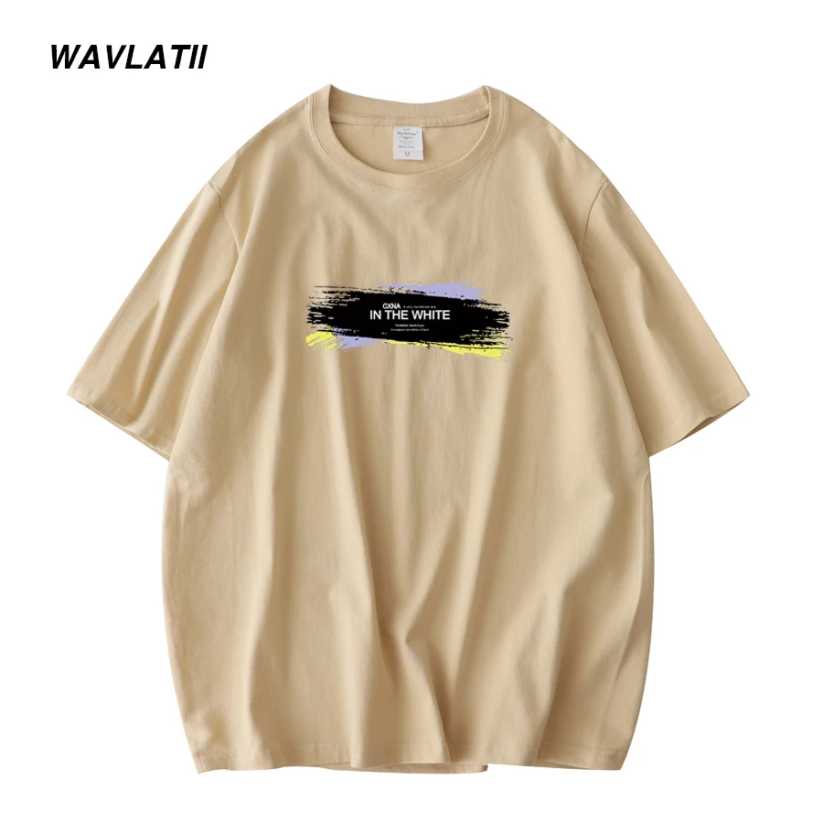

Мужская футболка WAVLATII, с коротким рукавом, из 2021 хлопка, с принтом, WMT2102, 100%