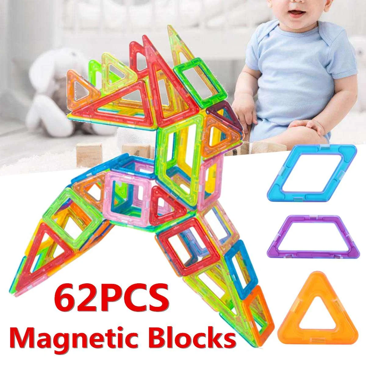 62 шт. Магнитный блок 3D Пазлы строительные части набор для детей DIY модели игрушки Набор Обучающие игрушки подарки