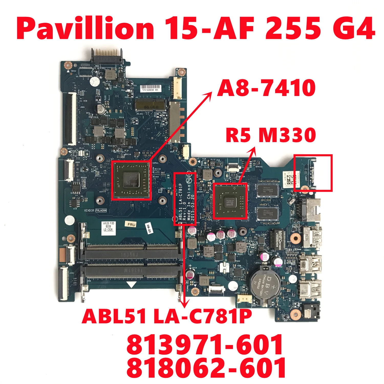 813971-601 813971-501 813971-001 818062-601 Для HP 255 G4 15-AF.