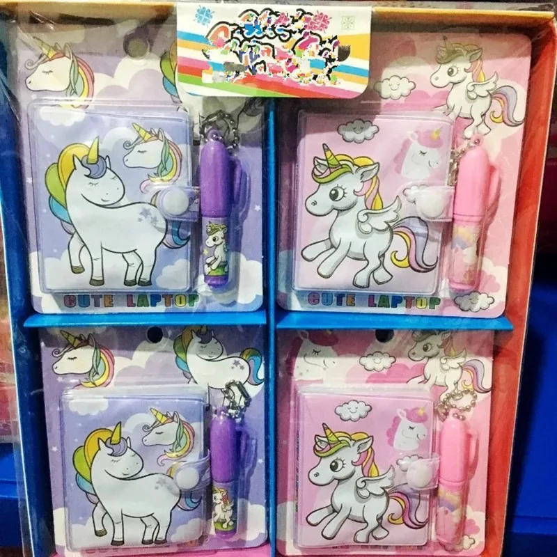 Kawaii Единорог Фламинго Мини ноутбук шариковая ручка Набор Милые блокноты ручки