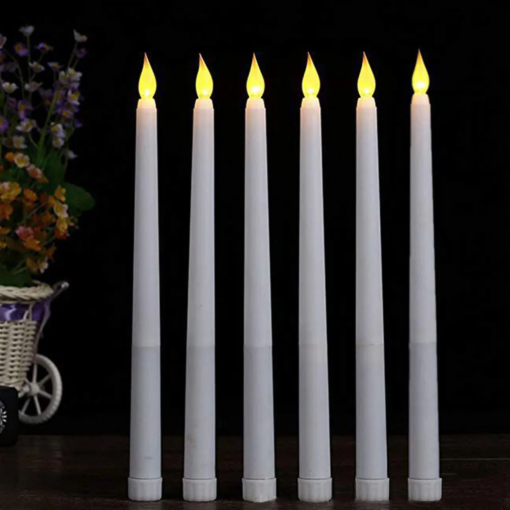 

Flameless Flickering Table White Electronic Taper Wedding With Remote Led Candle Light Novelty Home Battery Operated Decoration