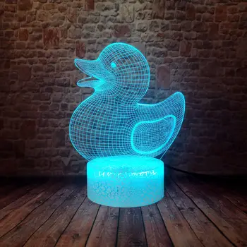 

Kawaii 3D Illusion LED Kids Nightlight Colorful Changing Sleeping Light Duck Animal Figure Toys for Children