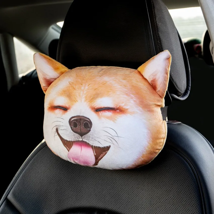 3D, с принтом "Собака" Кошка Facecar подголовник Подушка сиденья Ремни крышка подкладка милые Шея подушка для отдыха авто подушка для шеи защитная подушка в виде хаски, косплей Shiba «Лисья Секретная служба»(Inu