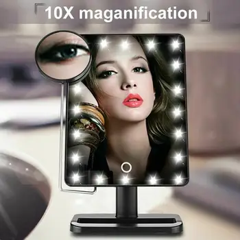 

20 LED Vanity Mirror Light Tabletop Makeup Mirror Touch Switch 10x Magnifying Mirrors 180 Rotation Bathroom Travel Free Shipping