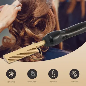 

Electric Curling Comb Copper Comb Wet And Dry Hair Curler Household Volume Straight Multi-Function Bangs Electric Coil Comb