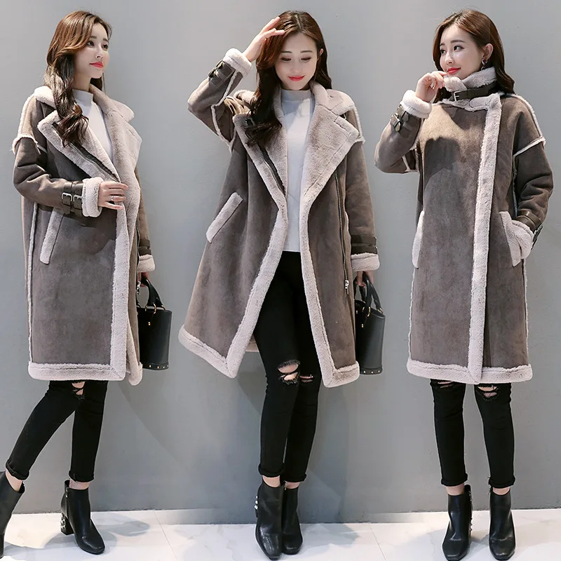 

2018 Winter New Style Korean-style Warm Stand Collar Slim Fit Slimming Lambs Wool Thick Overcoat Women's Fashion