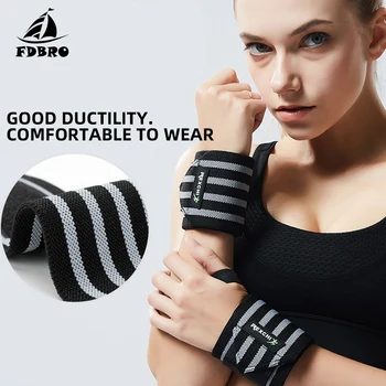 

FDBRO Gym Fitness Weightlifting Bracers Powerlifting Wristband Support Elastic Wrist Wraps Bandages Brace for Sports Safety