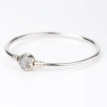 925 пробы серебряный браслет с кристаллами Снежинка хлопает змея браслет на цепочке подходит для женщин шарик Шарм ювелирные изделия