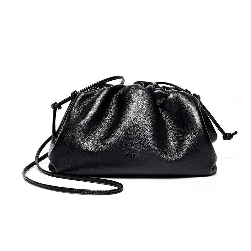 

Handbag women hobos genuine leather clutches cowhide crossbody bag luxury handbag fashion ruched high quality new design 2019
