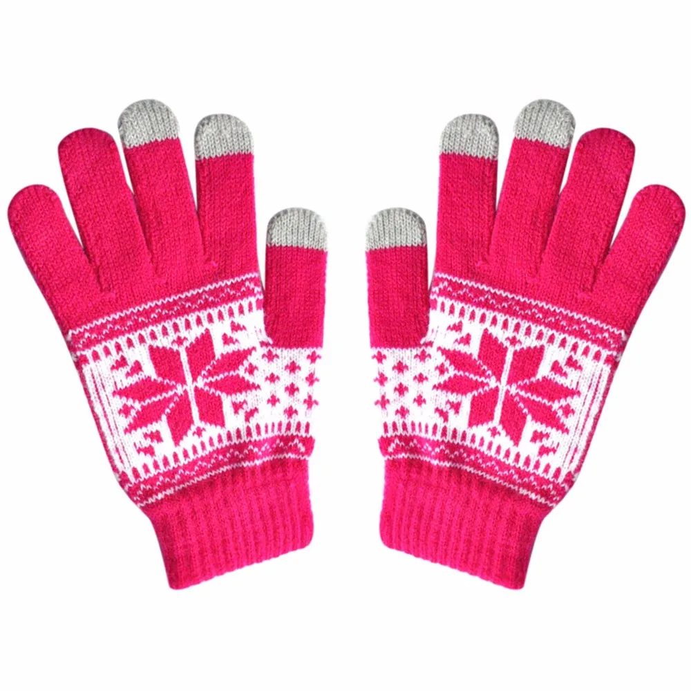 Модные мужские и женские перчатки, зимние вязаные мягкие удобные перчатки, смесь хлопка, теплые перчатки для взрослых,# Nu - Цвет: Hot Pink