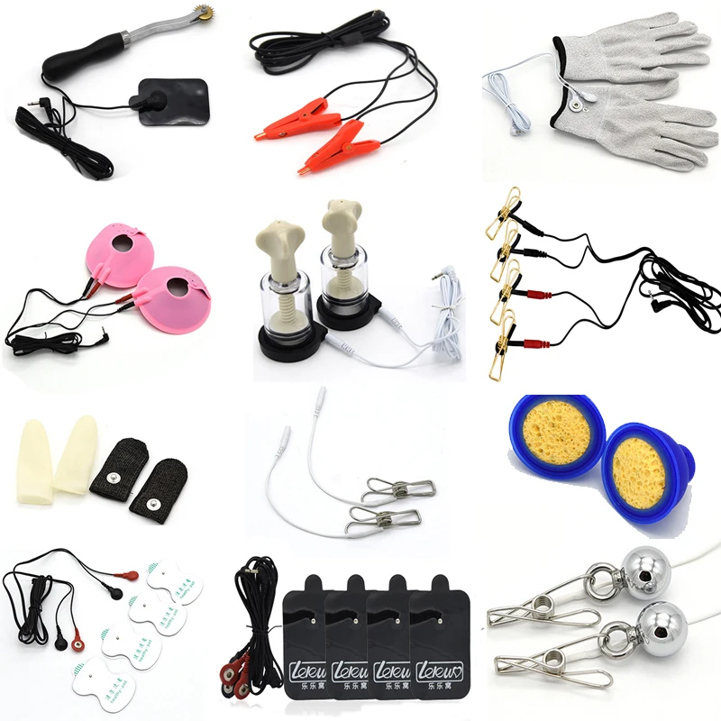 Electric Shock Nipple Clamps Clitoris Clip Stimulator Breast Flirting Toys Gloves Massage Electro Sex Accessory Toys For Couples