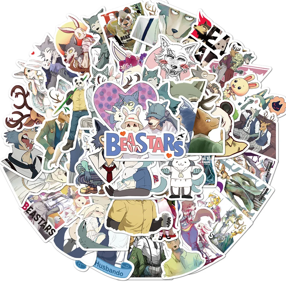 

50PCS BEASTARS Anime Stickers DIY Skateboard Fridge Guitar Motorcycle Laptop Luggage Classic Toy Cartoon Sticker Decals Kid Toys