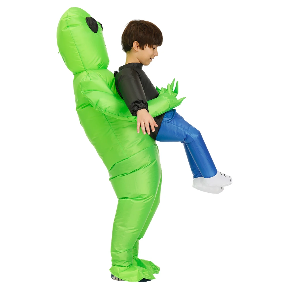 Надувной костюм зеленый инопланетянин для взрослых и детей Забавный праздничный костюм нарядное платье унисекс карнавальные костюмы костюм на Хэллоуин