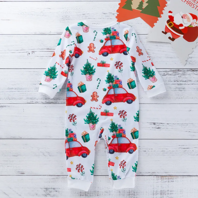 Комбинезон для малышей Рождественский Одежда для новорожденных мальчиков и девочек хлопковая одежда для младенцев с мультяшным автомобилем комбинезон с длинными рукавами Детская Пижама
