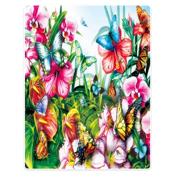 

Hommomh 150x200 cm Throw Blanket polyester soft flannel soft blanket beautiful flowers and butterflies