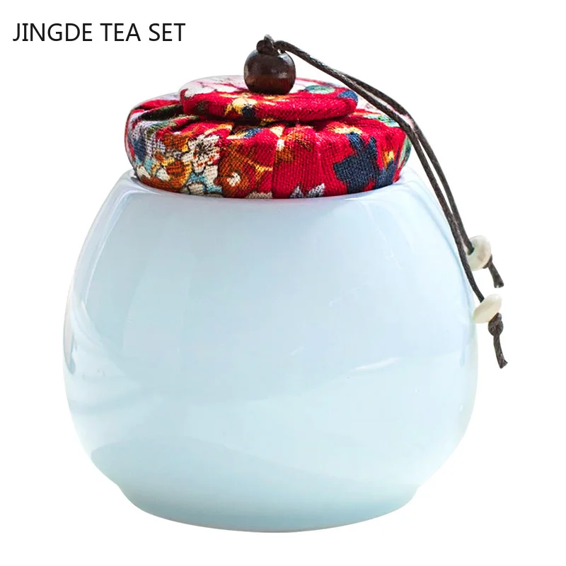 Chinese Colorful Ceramics Tea Caddy Tieguanyin Containers Travel Tea Bag Sealed Tea Jar Spice Coffee Powder Caniste Storage Tank