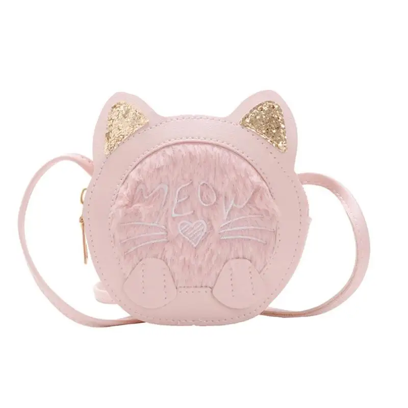 Pink MOJOYCE круглые сумки на плечо с милым котом для девочек, кошелек из искусственной кожи, сумка-мессенджер, сумка через плечо, праздничные сумки-мессенджеры для девочек - Цвет: Pink