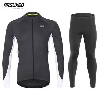 

ARSUXEO Long Sleeve Bicycle Jersey Sets Breathable Road Bike Sportswear Quick Dry Cycling Suits Mtb Clothing Ropa Bici