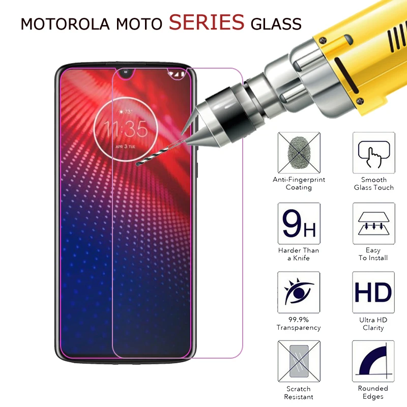 Защитное стекло 9H HD для Motorola One Vision Macro Action Zoom защитное покрытие P50 Moto Z4 защитная