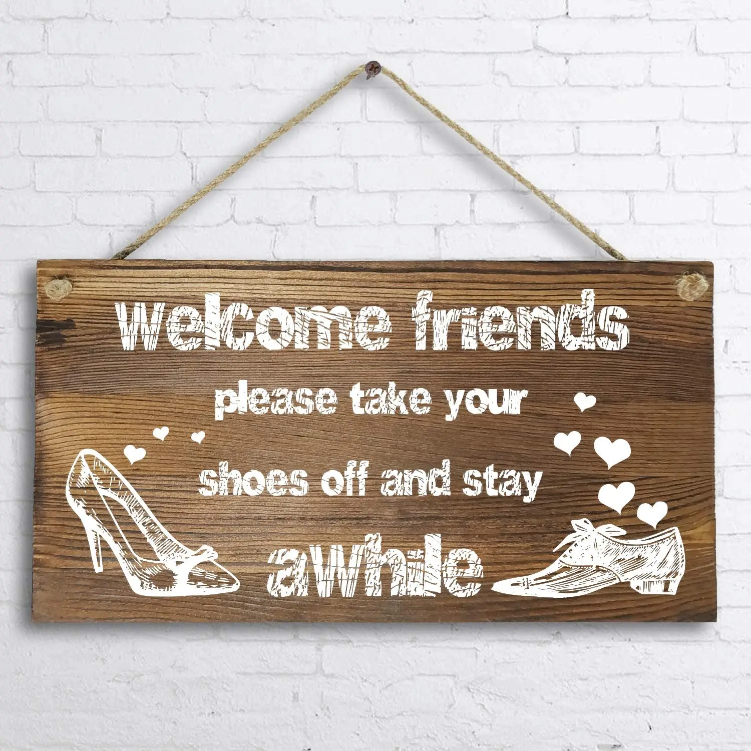 Welcome Please Remove Your Shoes Metal Sign Decorative Wall Hanging Plaque
