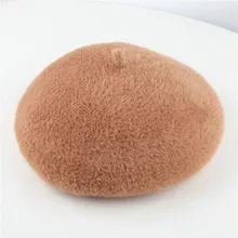 Хлопоковый берет шапки Детская зимняя французская шляпа Твердые Ретро береты шапка Зимний мягкий толстый теплый берет Милая плоская кепка б## H