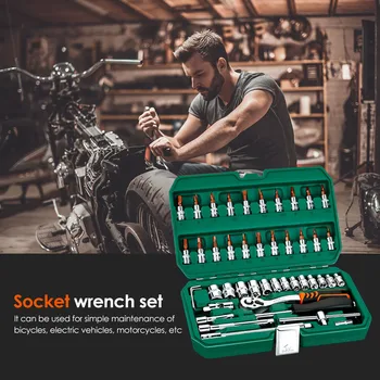 

Car Repair Tool Set 24x15.5x6cm Combination Ratchet Hardware Box Socket Wrench Set Portable Household Tools Accessory