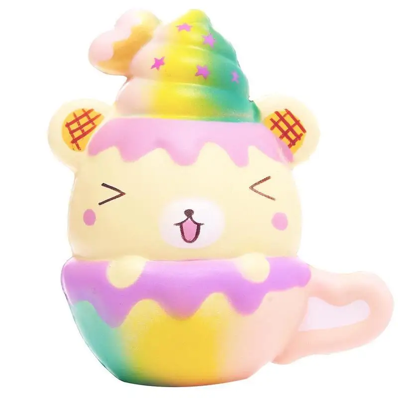 

Cute Star Rainbow Cartoon Bear Cup Squishy Slow Rising Straps Soft Squeeze Scented Bread Cake Decompression Gift Kid Fun Toy