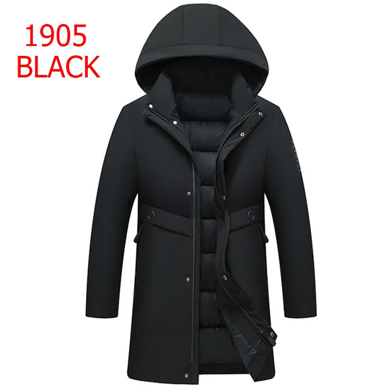 Прямая зимняя куртка для мужчин-20 градусов утепленные парки пальто с капюшоном флисовые мужские куртки Женский жакет Masculina - Цвет: 1905-Black