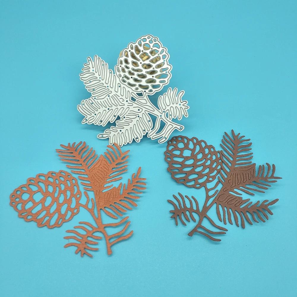

Pine branches, pine cones, pine leaves metal cutting diess for scrapbook photo album decoration DIY handmade art