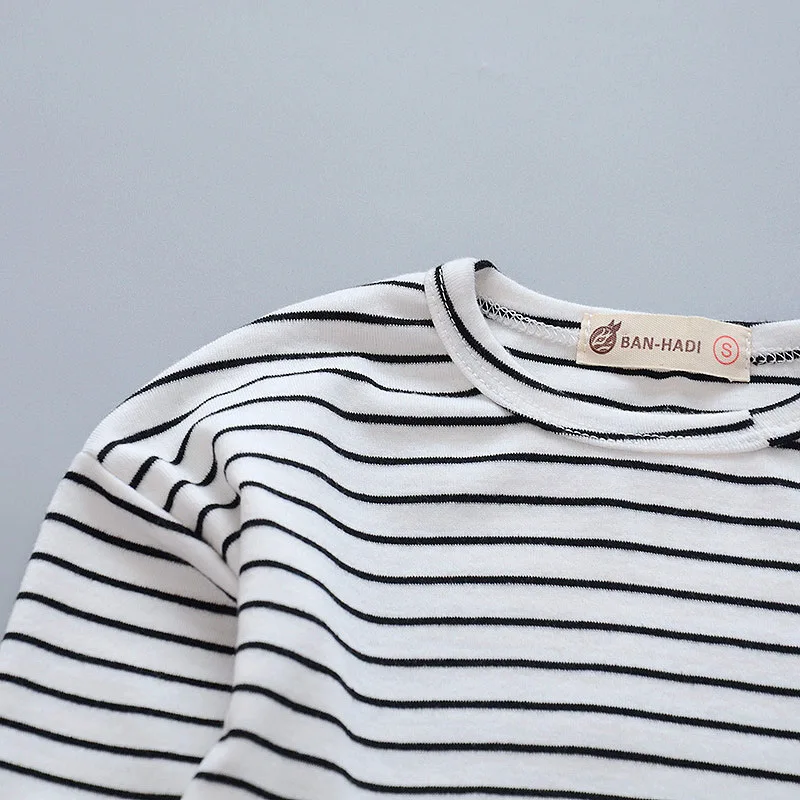 VIMIKID/комплект одежды для малышей, коллекция года, осенняя однотонная куртка с 8 героями мультфильмов «ху»+ футболка с длинным рукавом и круглым вырезом в полоску+ повседневные штаны, 3 предмета