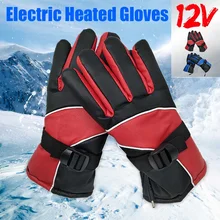 12V Зимние Нескользящие USB руки теплые электрические кожаные перчатки водонепроницаемые сенсорный экран Электрический нагрев лыжные перчатки 1 пара