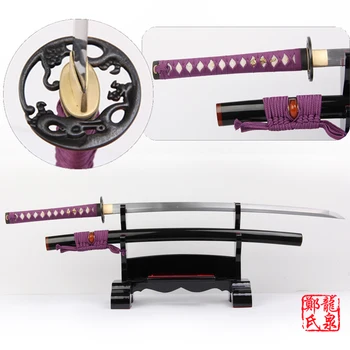 

High quality Handmade Folded Steel Samurai Katana Swords Japanese Metal knife full tang sharp hot Black sheath Pattern