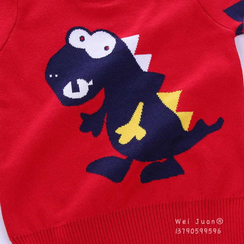 

Hot Selling Dinosaur Sweater Double Layer Pure Cotton Pullover Children Korean-style Autumn And Winter Pure Cotton Sweater