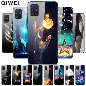 

For Samsung A71 / A51 Case Tempered Glass Silicone Bumper capa Hard Back Cover Coque For Samsung Galaxy A51 Phone Cases cute