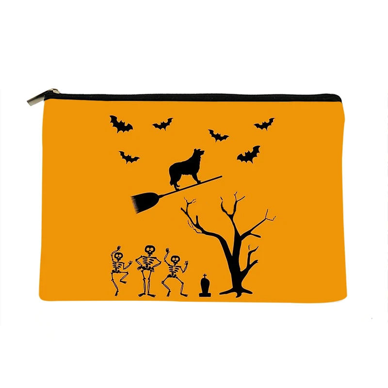 

Women Halloween Collie Printed Make up bag Fashion Women Cosmetics Organizer Bag for Travel Colorful Storage Bag for Lady Bag