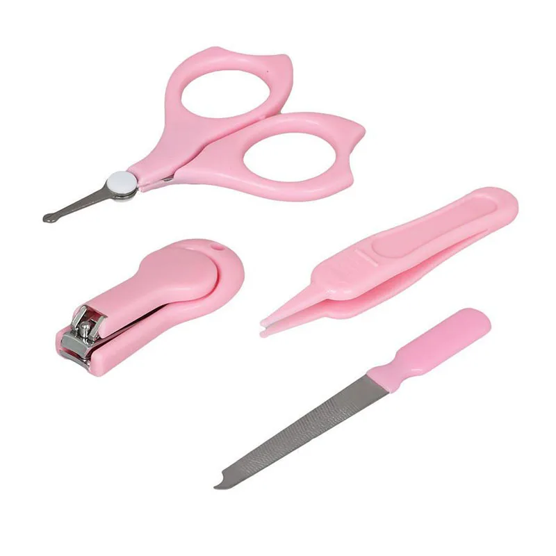 pink 4 комплекта детских кусачек для ногтей, Детские кусачки для ногтей, кусачки для новорожденных, пинцеты для чистки, специальный набор для ухода, коробка для хранения - Цвет: pink