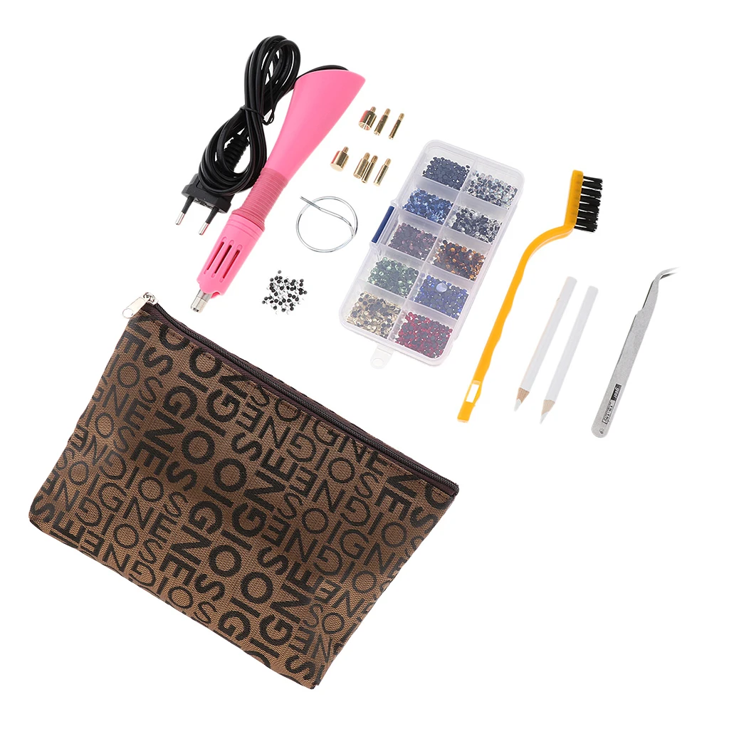 EU Plug Hot Fix Applicator Rhinestone Setter Wand Heater Tool Kit Set