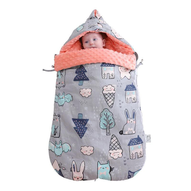 

2019 New Newborn Babies 100 Cotton Sleepsack Stroller Footmuff Soft Peas Soothing Thicken Sleeping Bag For Winter Swaddling Wrap