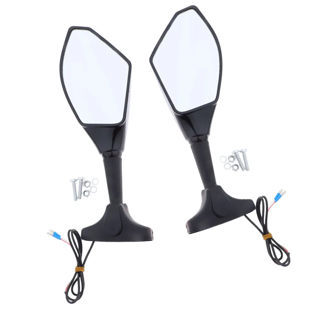 1 пара мотоцикла светодиодный поворотник встроенный индикатор зеркала заднего вида для гоночный велосипед Спорт велосипед(гладкий черный+ прозрачная линза