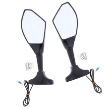 1 пара мотоцикла светодиодный поворотник встроенный индикатор зеркала заднего вида для гоночный велосипед Спорт велосипед(гладкий черный+ прозрачная линза