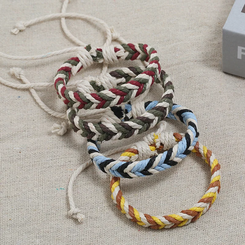 SIZZZ цвет пеньковая веревка пара национальный ветер ручной простой браслет и браслеты