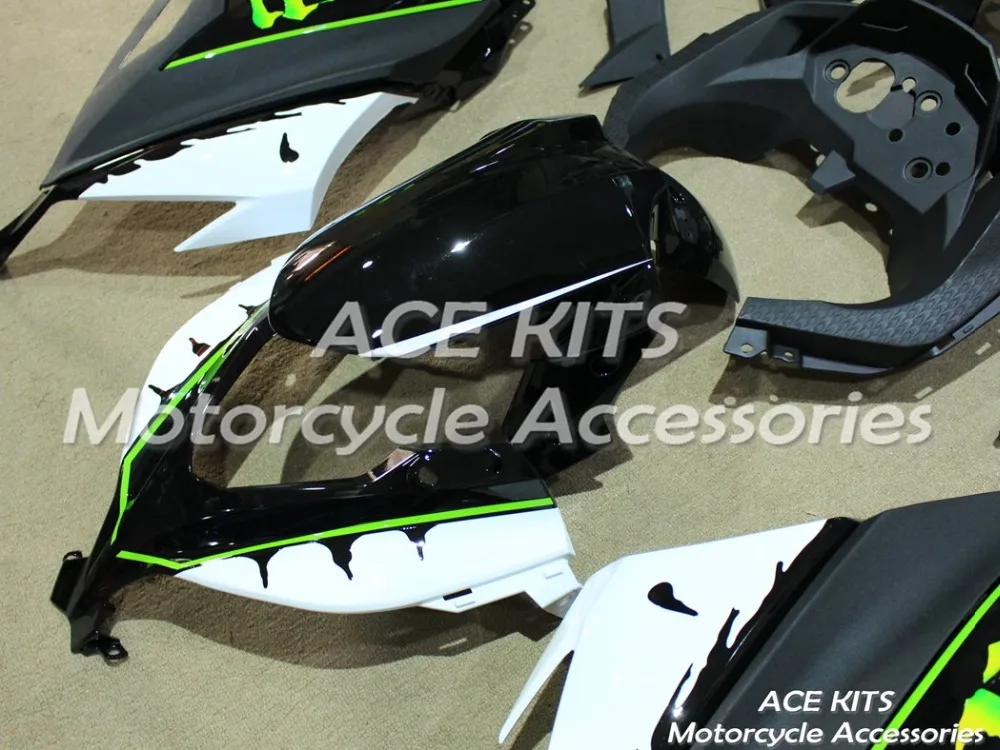 Мотоциклетный обтекатель abs Подходит для Kawasaki Ninja300 2013- корпусные детали формы белый черный ACEKITS Магазин № 0196