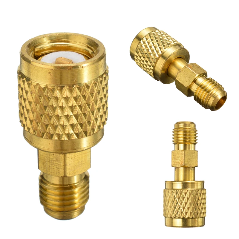 R410A латунный хладагент адаптер 1/4 &quotПапа до 5/16&quot Женский зарядный шланг насос