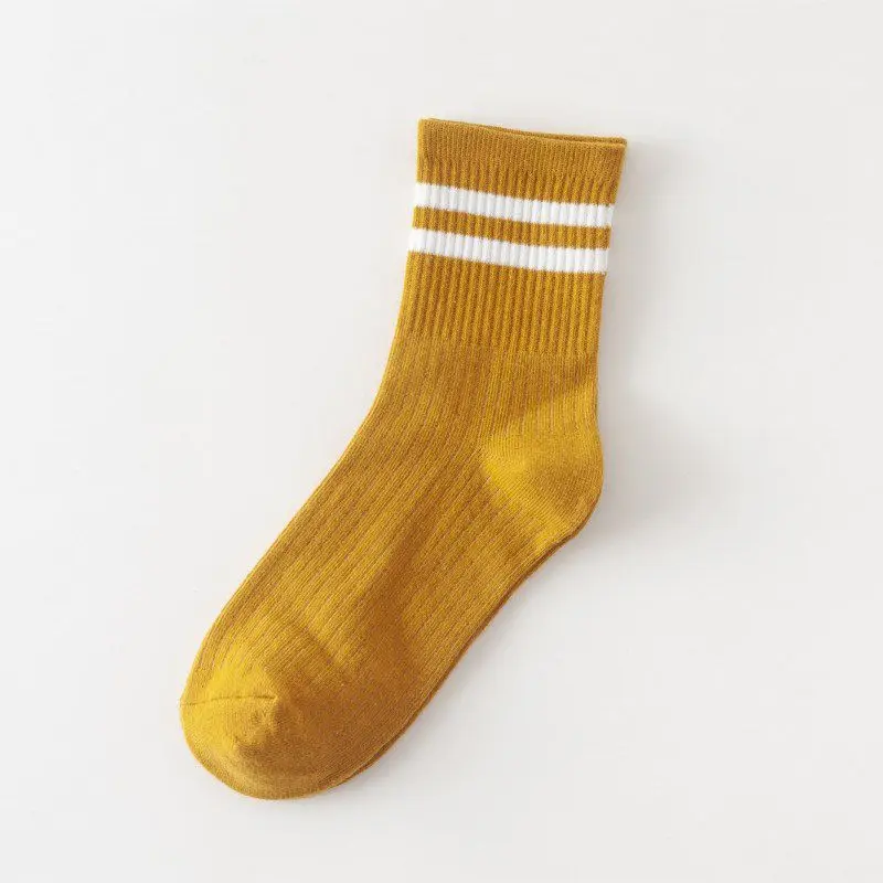Женские носки, Забавные милые носки, повседневные полосатые носки с принтом, дышащий материал, впитывающий влагу, дезодорант, эластичные спортивные носки в японском стиле Харадзюку - Цвет: A Yellow