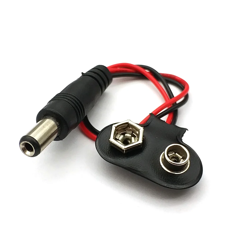 5 pièces DC 5.5x2.1mm, support de batterie 9V, bouton de batterie 9V, prise d'alimentation pour Uno