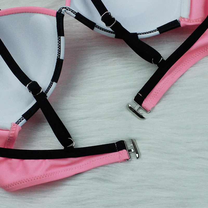 Бикини Одноцветный купальник из двух частей полосатый лоскутный купальник сексуальный треугольный купальный костюм бразильский пляжный бикини Вечеринка набор